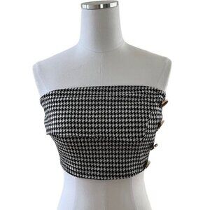 ASOS 4th + Reckless Overlay Bandeau Crop Top in Houndstooth Size 6 EUC